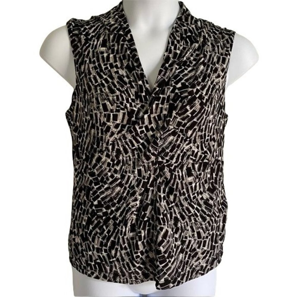 Kenneth Cole Black Grey and White Sleeveless Nylon Top Women's XL